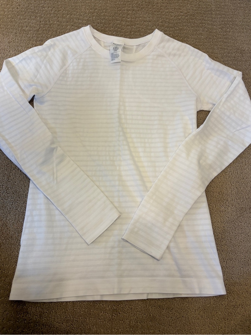 Athleta White Long-Sleeve Crewneck performance top